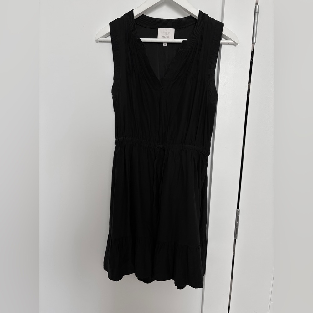 Cinq A Sept black silk sleeveless mini dress